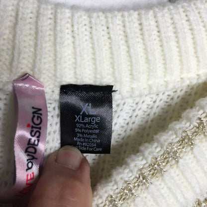 Love by Design Stripe Pullover Sweater Long Sleeves Crew Neck X-Large NWT