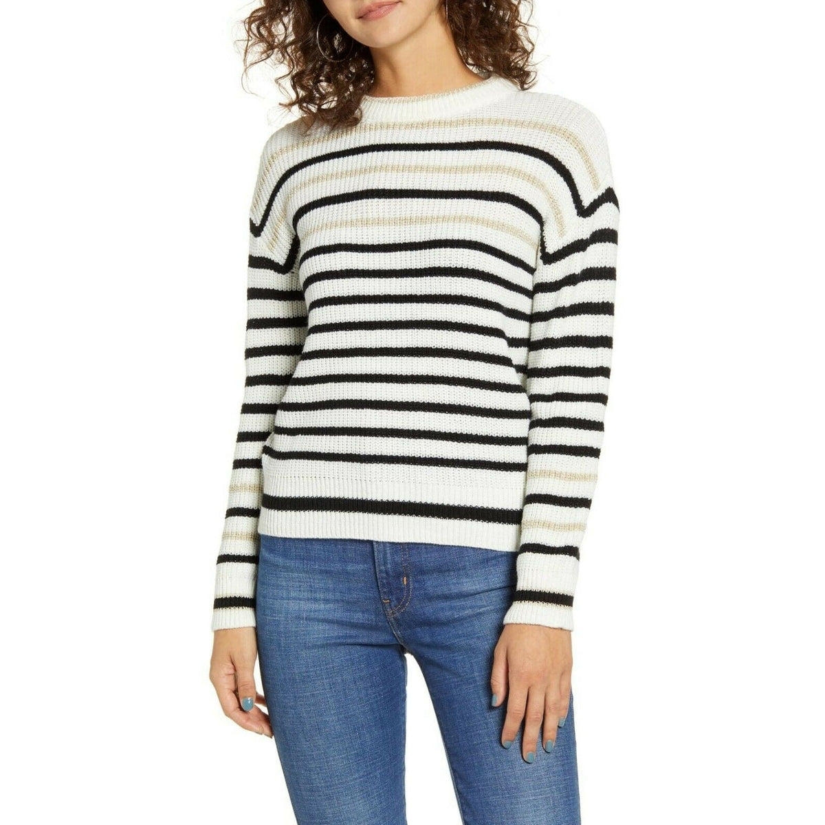 Love by Design Stripe Pullover Sweater Long Sleeves Crew Neck X-Large NWT