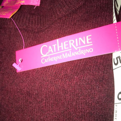 Catherine Malandrino Cashmere CrewNeck Sweater XS Burgundy Long Sleeve NEW