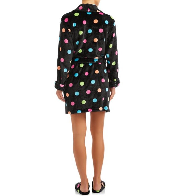 Body Candy Fun Polka Dot Luxe Plush Soft Sleepwear Robe Multicolor Size Large