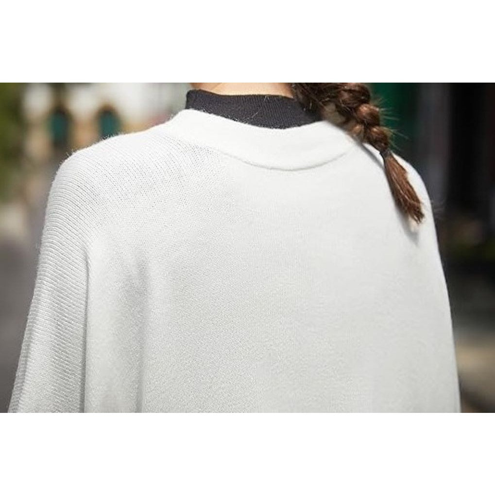 Modena Soft Knit V-Neck Open Side Kimono Poncho Sweater One Size Cream NWT