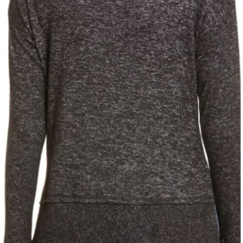 Bobeau Layered Look Long Sleeve Tunic Top Sz XS/Extra Small Raven Black Mix NWT