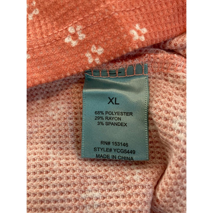 Good Luck Gem Lightweight Waffle Pullover Top Size XL / Extra Large in Peach NWT