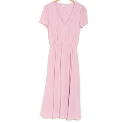WAYF Blouson Pullover Lined Short Sleeve Flowy Midi Dress Sz 2X Pink Cherise NWT