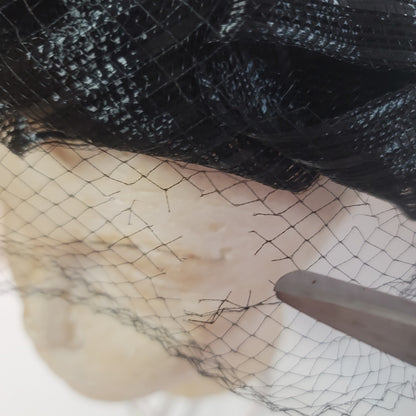 Vintage black capulet women's 1950 black hat netting union made