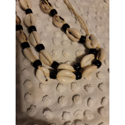 Cowrie Shell Necklace 20" long heavy beachcomber spring double single VINTAGE