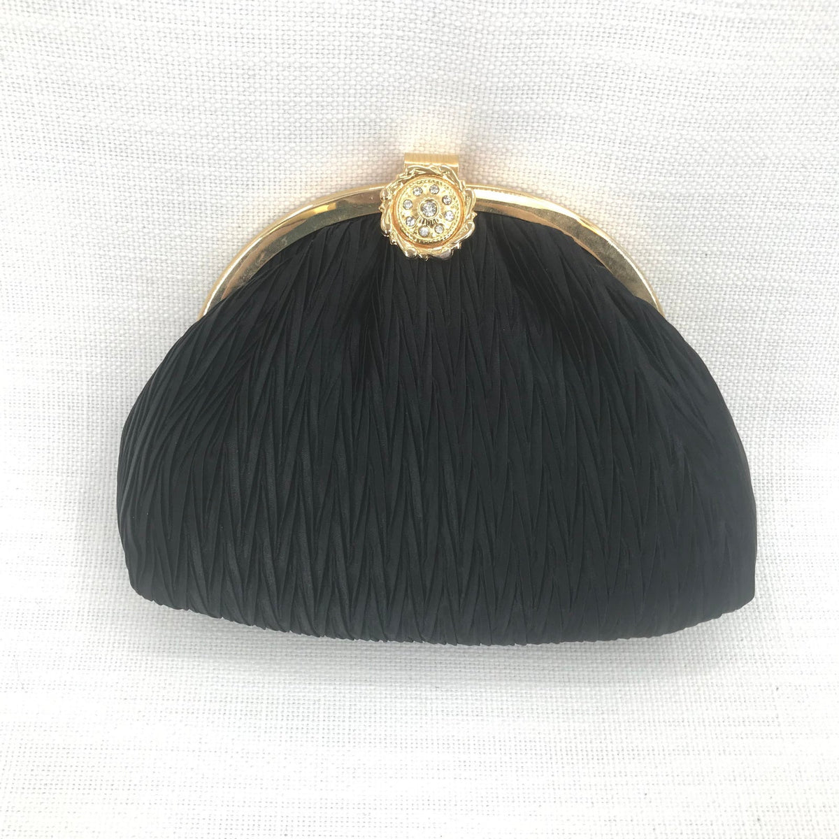 Elka Embellished Locked Party Black Clutches Crossbody Purse Gold Chain