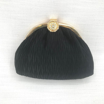 Elka Embellished Locked Party Black Clutches Crossbody Purse Gold Chain