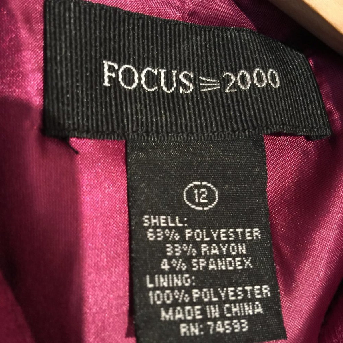 Focus Jacket Coat 3 LARGE Buttons 3/4 Sleeve VINTAGE Purple Sz 12 Big Cuffs