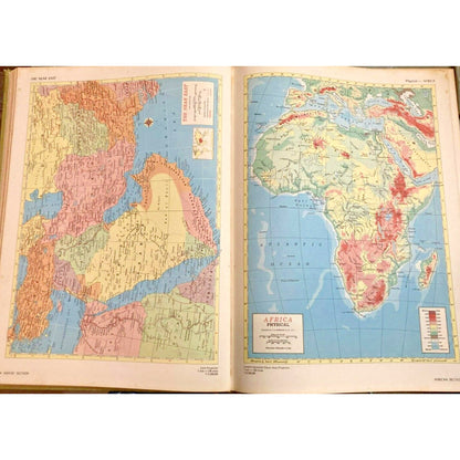 Hammond's Ambassador World Atlas Vintage - Copyright 1957 Green Cloth Hardcover