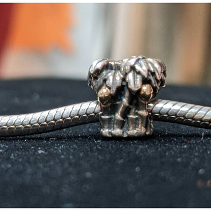 Pandora Moments Golden Plate Coconut 925 Sterling Silver Palm Tree Bead Charm