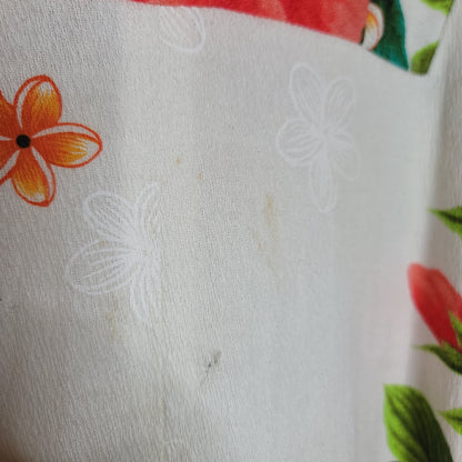 Ui Maikai Hawaiian Dress Maxi Cotton Vintage 1960's Orange Floral Wedding Medium