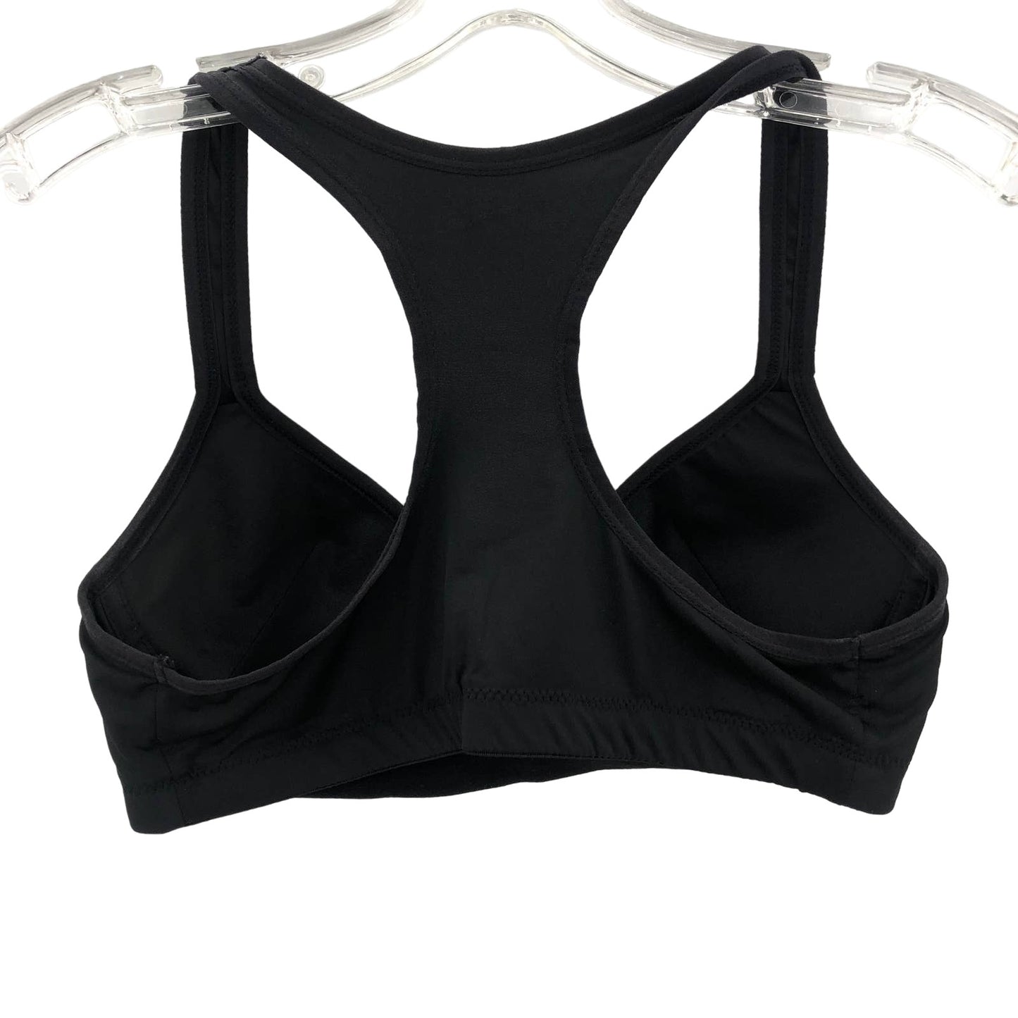 FLEX OWN IT Women's V-Neck Sports Bra Racerback Solid Polyester Black Large