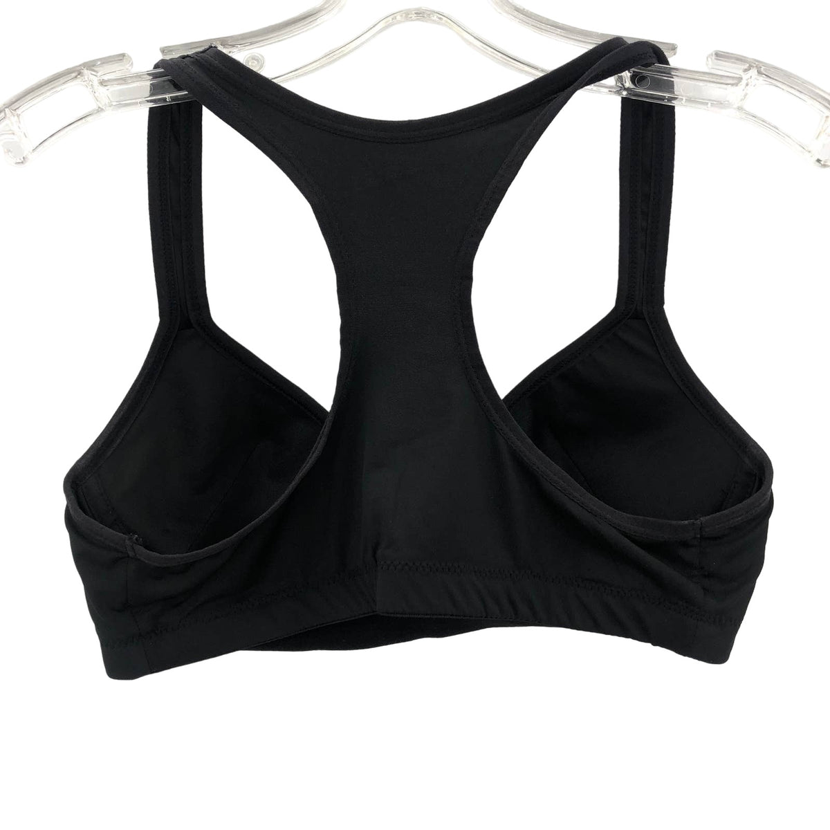 FLEX OWN IT Women's V-Neck Sports Bra Racerback Solid Polyester Black Large