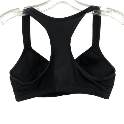 FLEX OWN IT Women's V-Neck Sports Bra Racerback Solid Polyester Black Large