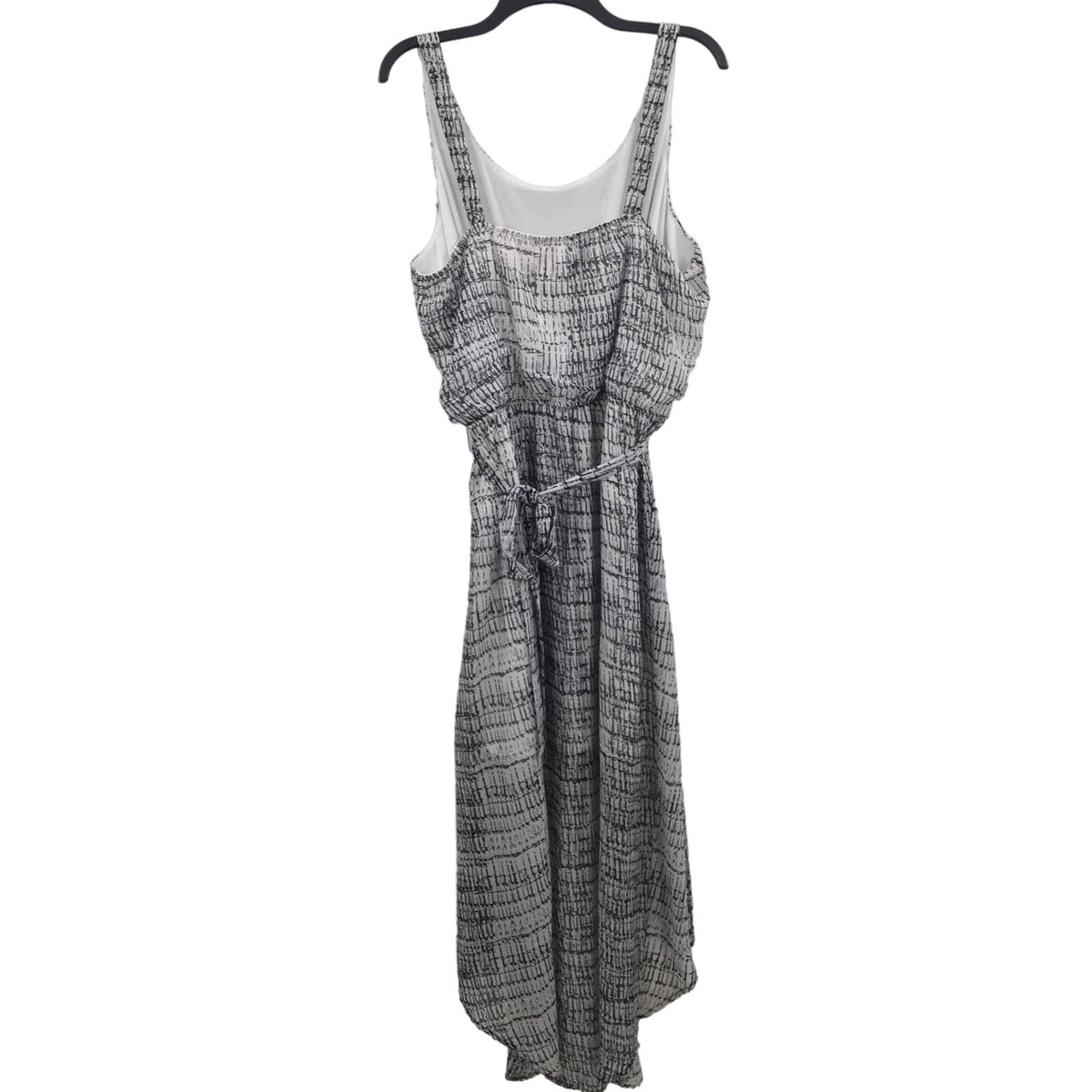 Emma & Michele High Low mIDI Dress Tie Waist Sleeveless Black & White SZ 16