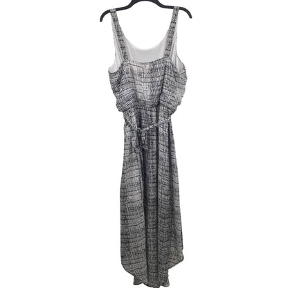 Emma & Michele High Low mIDI Dress Tie Waist Sleeveless Black & White SZ 16