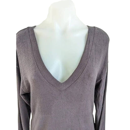 Socialite Women's Sweater Mini Dress Medium Dark Cement Gray NEW Double V-Neck