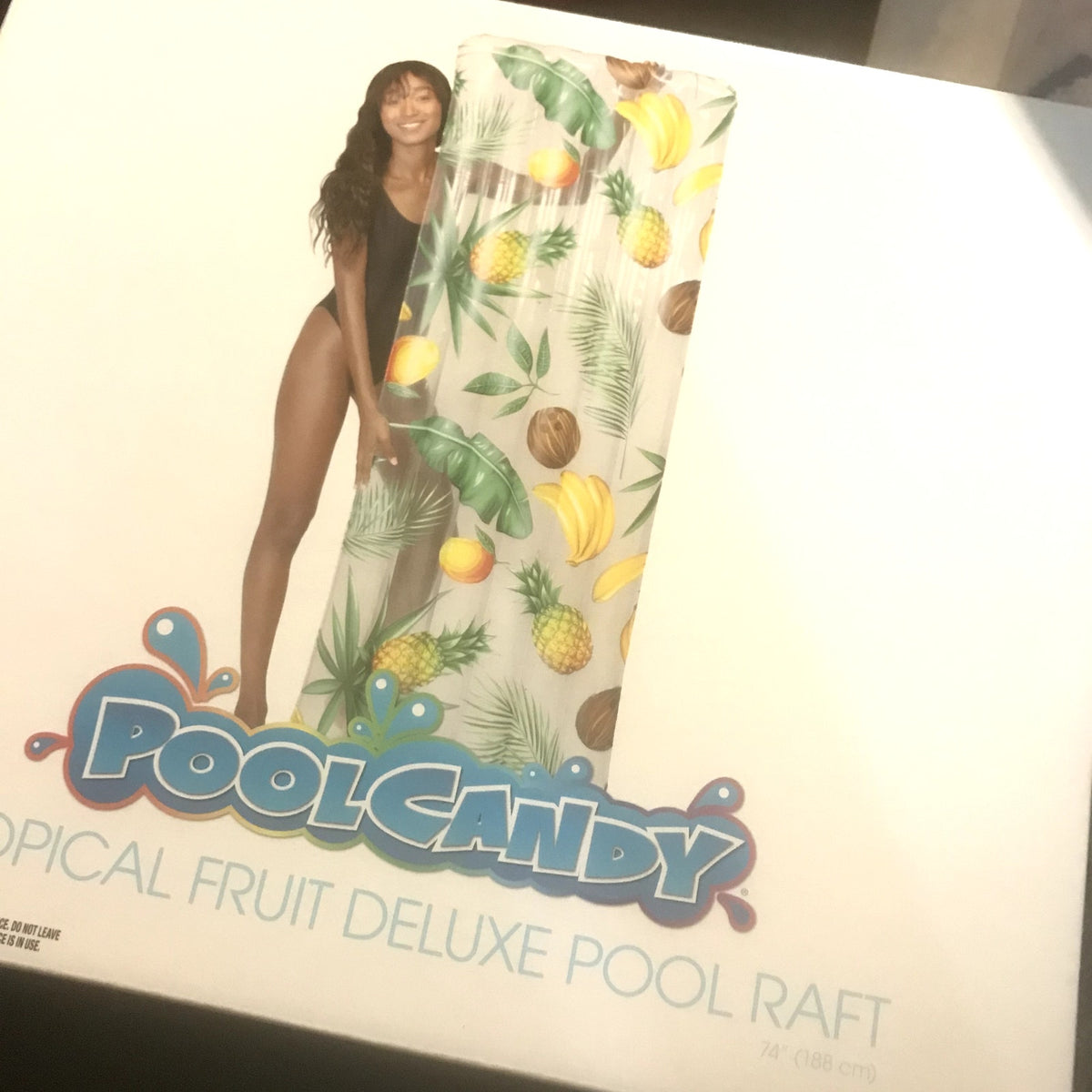 PoolCandy NEW Deluxe Inflatable Pool Raft Tropical Fruit Print 74"