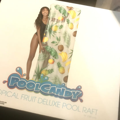 PoolCandy NEW Deluxe Inflatable Pool Raft Tropical Fruit Print 74"