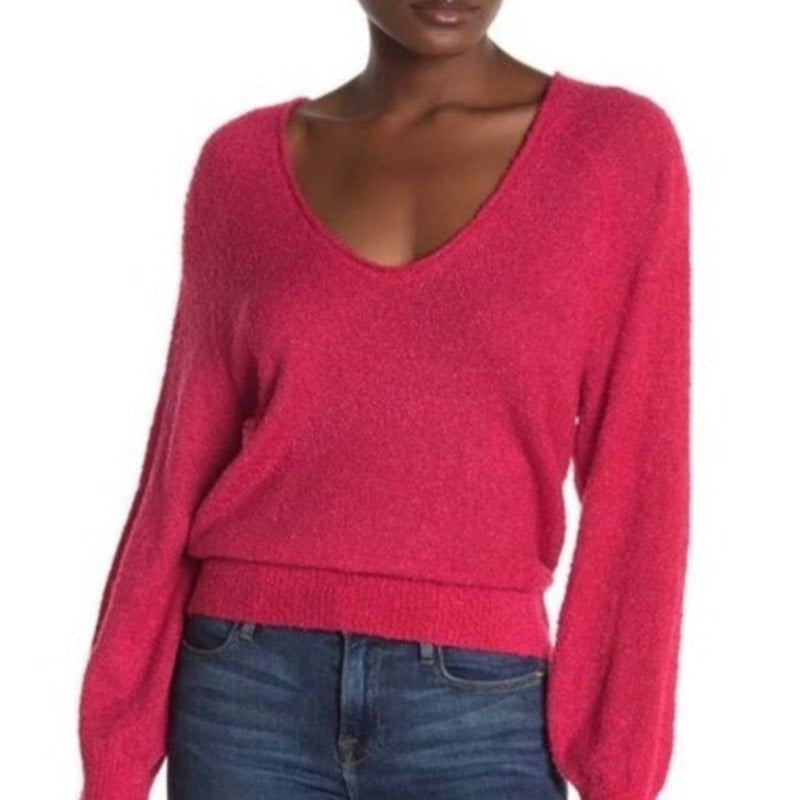 Abound sweater red Vneck Small casual NEW soft lightweight long sleeve Nubby
