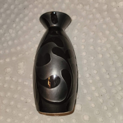 Vintage Vase Ceramic Ebony two tone black on black Matte and High Gloss