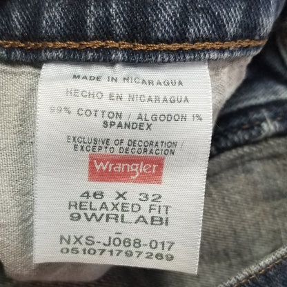 Wrangler Authentic Jeans Denim Relaxed Fit Cotton 46" Waist 32" Inseam Dark Wash