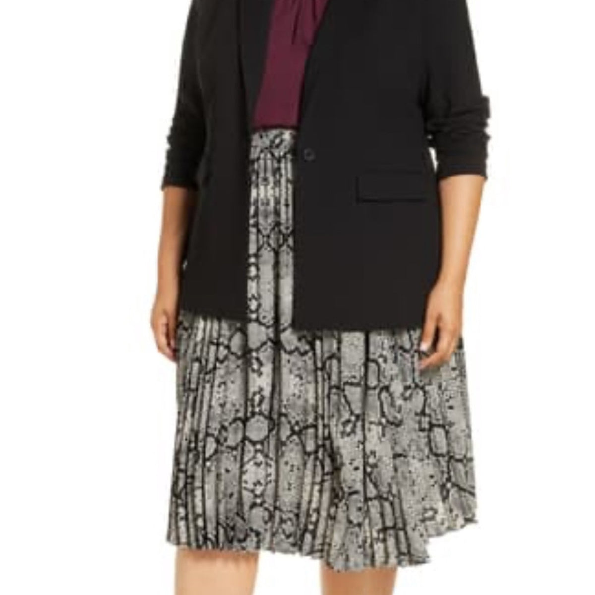 Halogen NEW Grey Snake Print Pleated Skirt Size XS