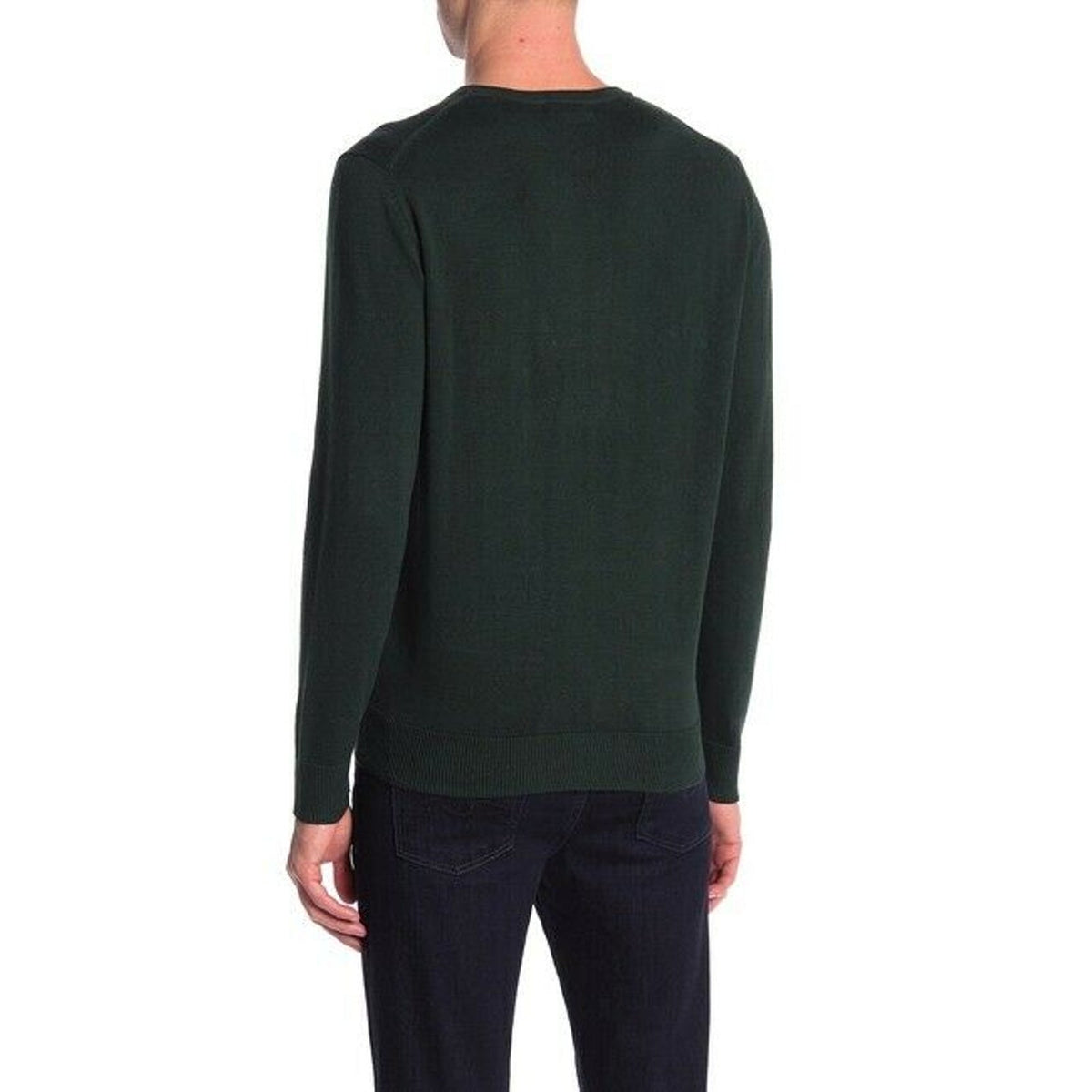 Joe Fresh V-Neck Pullover Sweater Knit Construction Long Sleeve Small DK-Green
