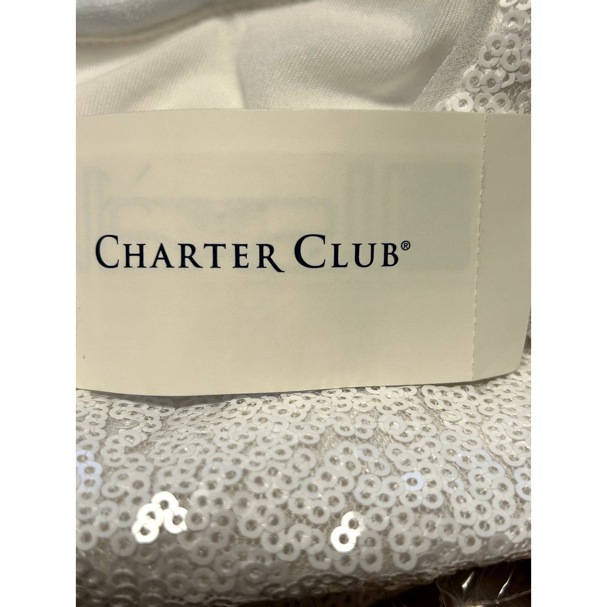 Charter Club NWT Sequined Tank Top Sleeveless Round Neck Cloud Large