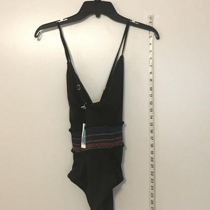 Bar III Smocked Plunging Neck One Piece Swimsuit Size Large