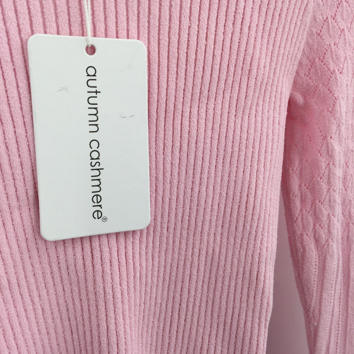 Autumn Women Rib Crew Pointelle Sweater Draped Cuff Pink Size Small NWT