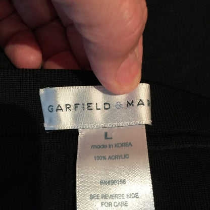 Garfield & Marks Tuxedo Stripe Wide Leg Dress Pant Elastic Waist Black Large