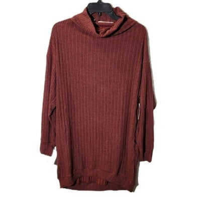 Lush Rib Knit Cowl Neck Pullover Sweater Tunic Dress Sz Small in Wine NWT