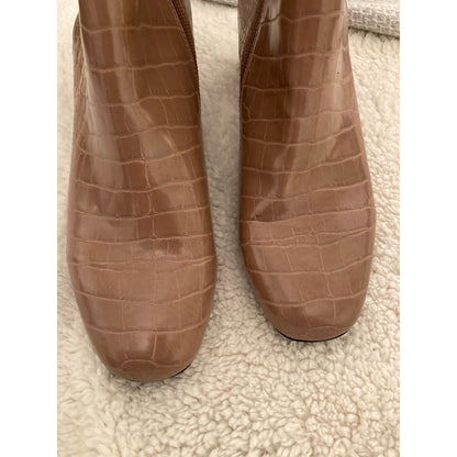 Steve Madden Womens DARMA-P Animal Print Block Heel Ankle Boots 7M TAUPE NWT