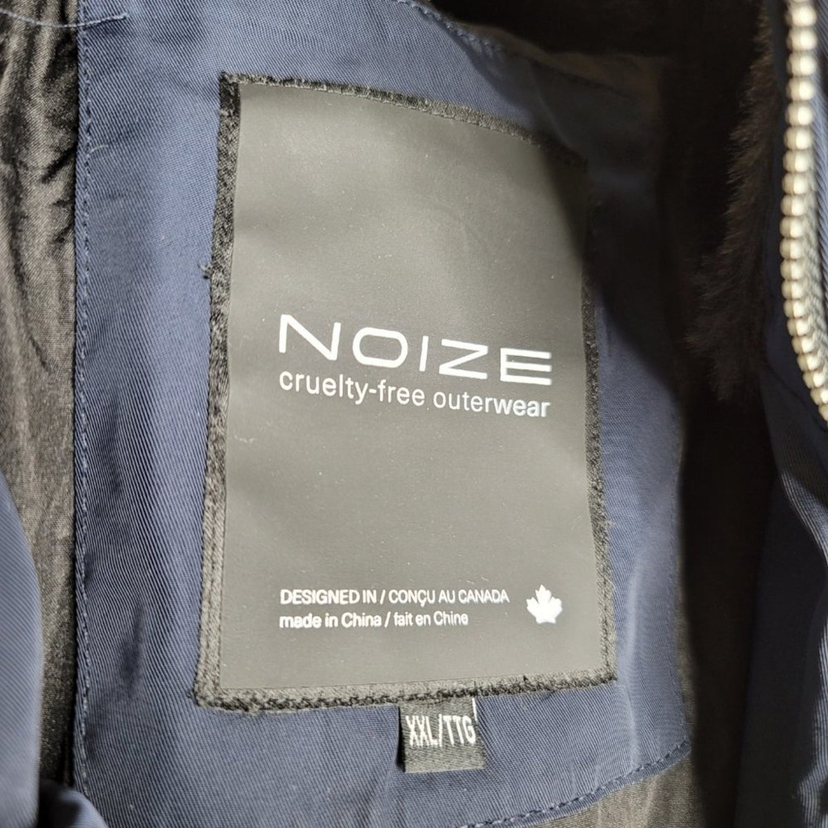 Noize Nixon Faux Fur Trim Bomber Jacket Front Zip Long Sleeves Blue XX-Large NWT