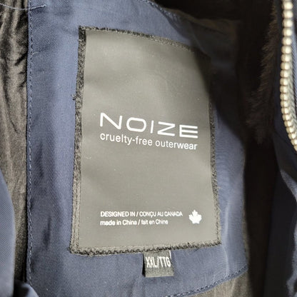 Noize Nixon Faux Fur Trim Bomber Jacket Front Zip Long Sleeves Blue XX-Large NWT