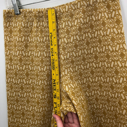 Vintage poly wide bell bottom leg pants elastic waist textured fabric MCM M/L