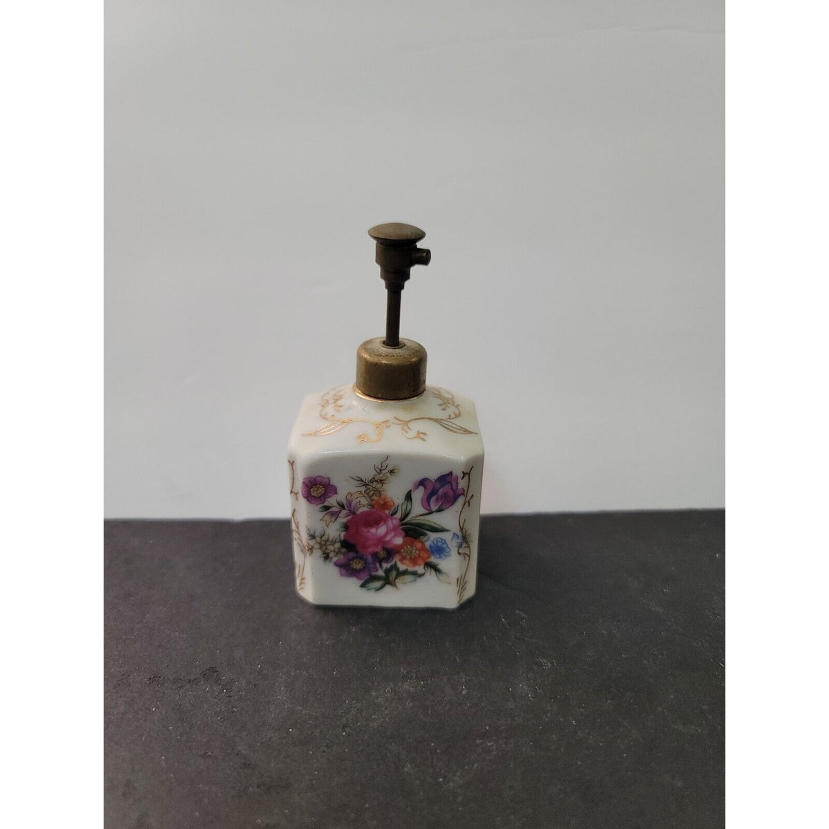 Vintage Thames Japan HandPainted Porcelain Perfume Atomizer Floral Bouquet 2"x4"