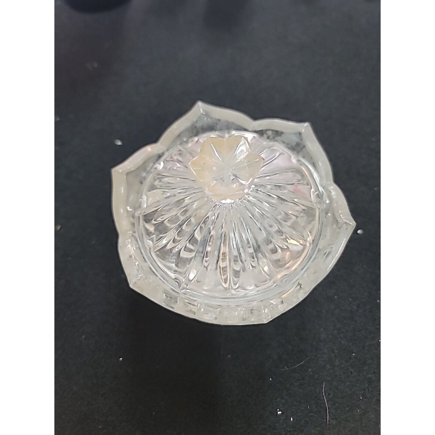 Gorham Crystal Rose Covered Candy Dish Trinket Vanity Powder Jewelry