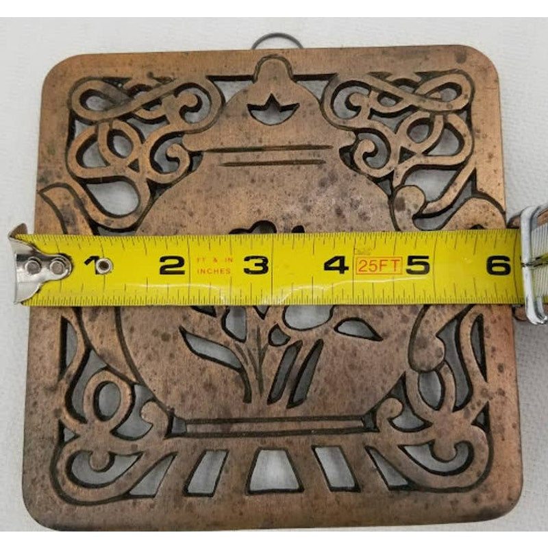 Lot of 3 Vintage Coppertone Iron Kitchen Trivets Pig Basket Kettle Teapot Footed