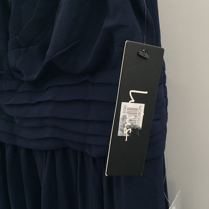 Lulus Formal Dress blue Back Zip Sleeveless Ruched A-line Chiffon Navy Maxi MED