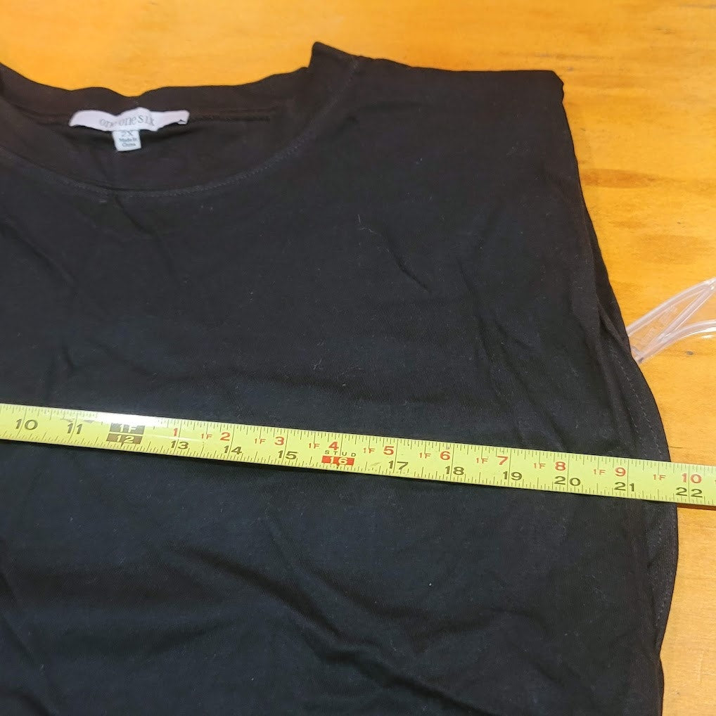 One One Six Size 2X Black Sleeveless crew neck TShirt Long underarm slit