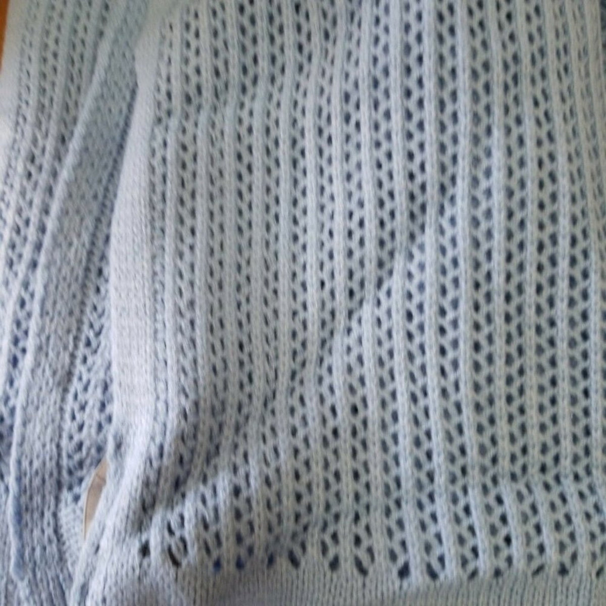 DKNY Open-Knit Blocked Scarf Open Weave COZY  BABY BLUE NEW WINTER