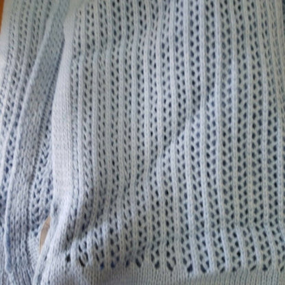 DKNY Open-Knit Blocked Scarf Open Weave COZY  BABY BLUE NEW WINTER