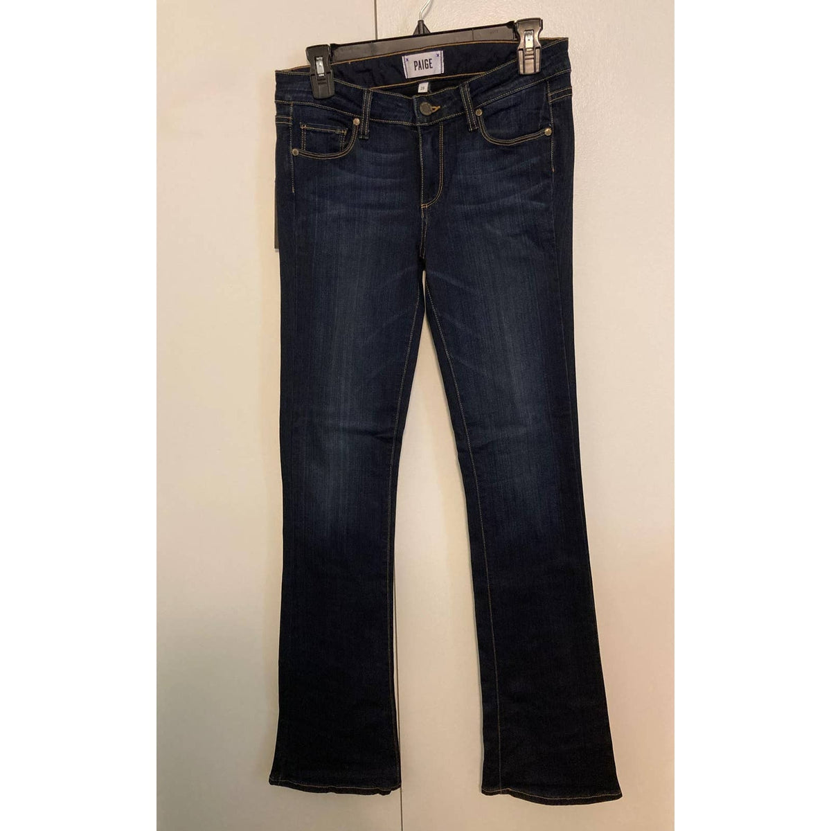 Paige Women's Manhattan Mid Rise Slim Bootcut Jeans Size 24 DARK Blue NWT