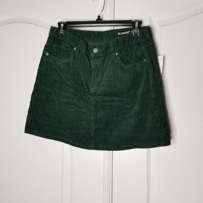 BLANKNYC Corduroy Mini Skirt Zip Fly Button Closure Five-Pocket Emerald 29