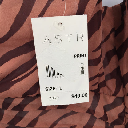 ASTR Mauve Zebra Animal Print Crossback Tank Top Tiger Stripe Pink Large NWT