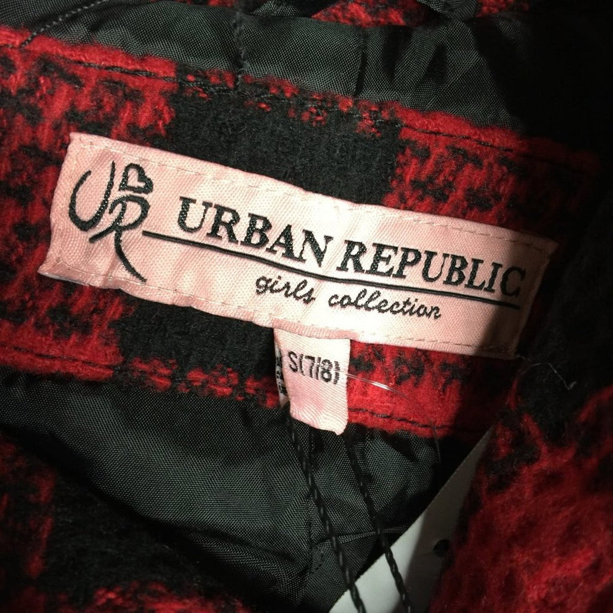 Urban Republic Double Breasted Plaid Coat Faux Fur Lined Size Small
