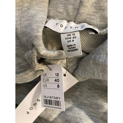 TOPSHOP Streetwear Long Sleeve Sweatshirt Hoodie Mini Dress Sz 8 in Grey NWT